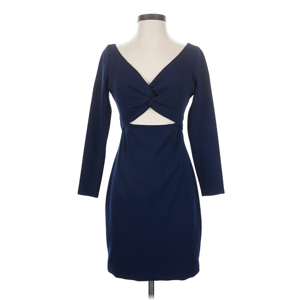 Dress the Population Long Sleeve Twist Front Navy Blue Mini Dress Women’s XL